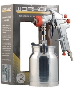 Workquip Suction Feed Spray Gun - With 2 Nozzle Sizes