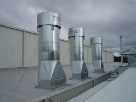 EXHAUST FLUES WITH VERTICAL DISCHARGE COWLS